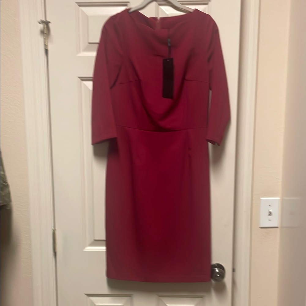 Chic 3/4 length Sleeve Burgundy Dress